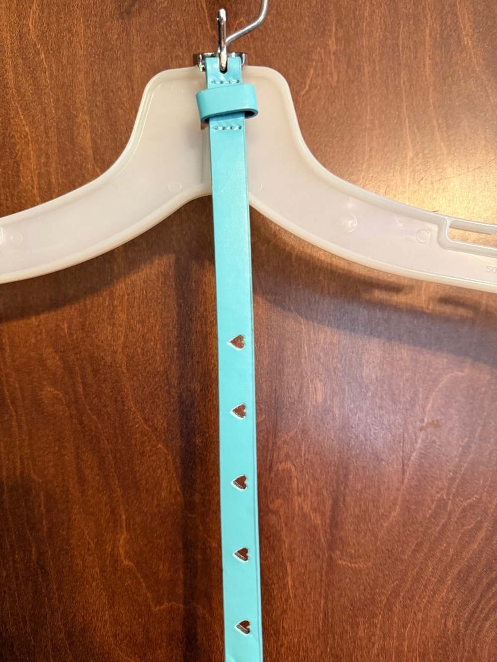 Cute aqua belt with heart cutouts xm/s 60 cm